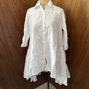 METROSTYLE sz S White Button down Fishtail High Low Shirt